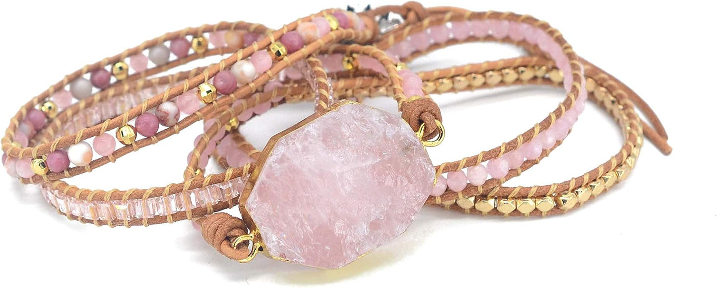 Boho Wrap Bracelet for Women, Handmade Natural Imperial Jasper Multi-Layer Stone Beaded Bracelet, Bohemian Healing Crystal Stone Jewelry Gifts
