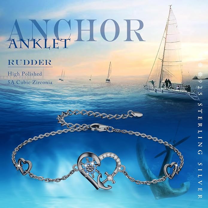 MEDWISE Multicolor Anchor Ankle Bracelets 925 Sterling Silver Anchor Jewelry Adjustable Anklet Summer Beach Jewelry for Daughter Women Wife Mom Christmas Gifts 2025