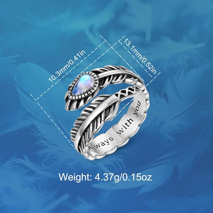 Vito 925 Sterling Silver Adjustable Open Spoon Ring for Women Men, Lotus Sunflower Snake Spoon Band Rings Feather Hug Witches Knot Inspirational Jewelry Gift for Wife
