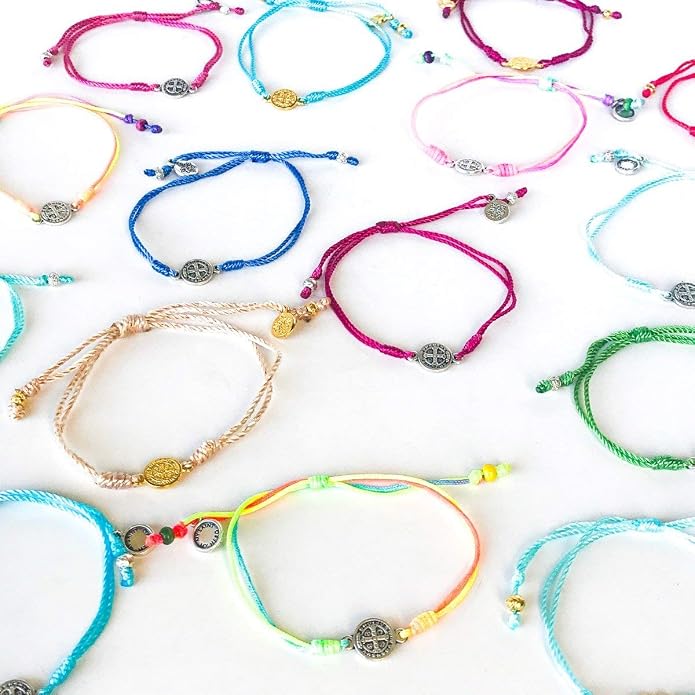 My Saint My Hero Benedictine Blessing Bracelets – Handwoven Spiritual Protection with Medals Hand-Cast In Italy at Sacred Site