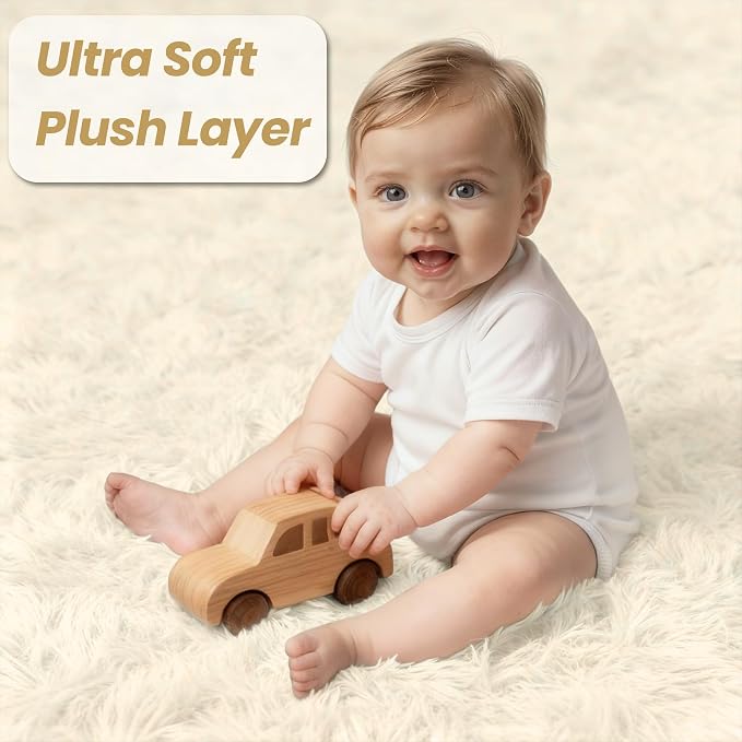 5x7 Area Rug for Living Room, Ultra Soft Fluffy Shag Rugs for Bedroom, Non-Slip Large Fuzzy Plush Rug Indoor Floor Carpet for Nursery Kids Office Dorm Modern Decor, Cream White