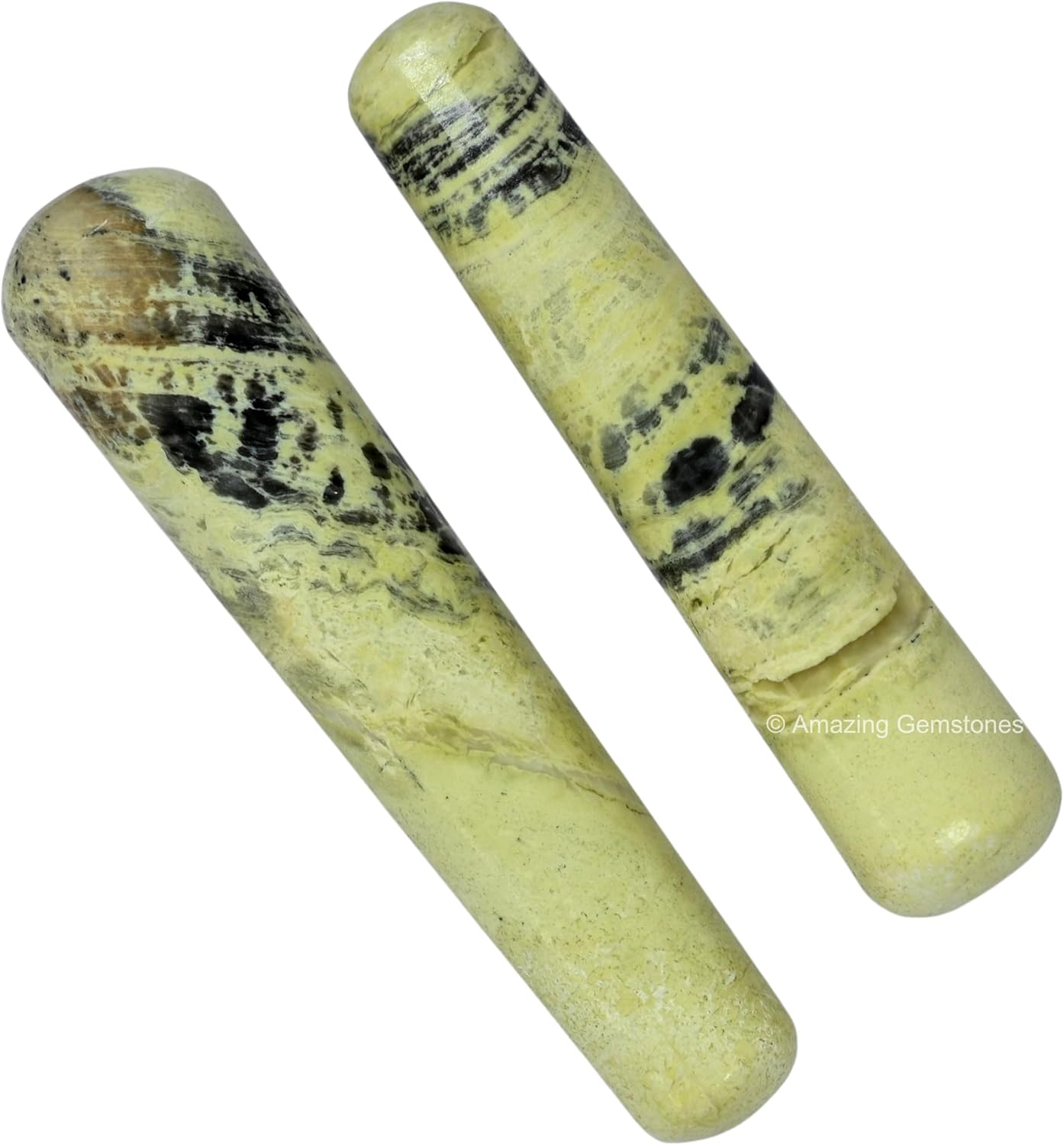 Amazing Gemstone Serpentine Crystal Wand Massage Stick - Pelvic Wand Gua Sha for Adults - Crystals and Healing Stones Massage Wands for Adults Gifts (Smooth)