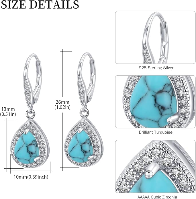 Trendy Dangle Earrings for Women Teen Girls Sterling Silver 12 Birthstone Earrings Minimalist Hypoallergenic Earrings for Sensitive Ears Jewelry Gifts
