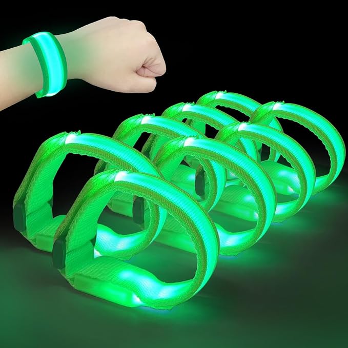 M.best 8pcs LED Light Up Bracelets Glow Flashing Wristbands Glow in The Dark Party Supplies for Wedding, Raves, Concert, Camping,Sporting Events, Party Green