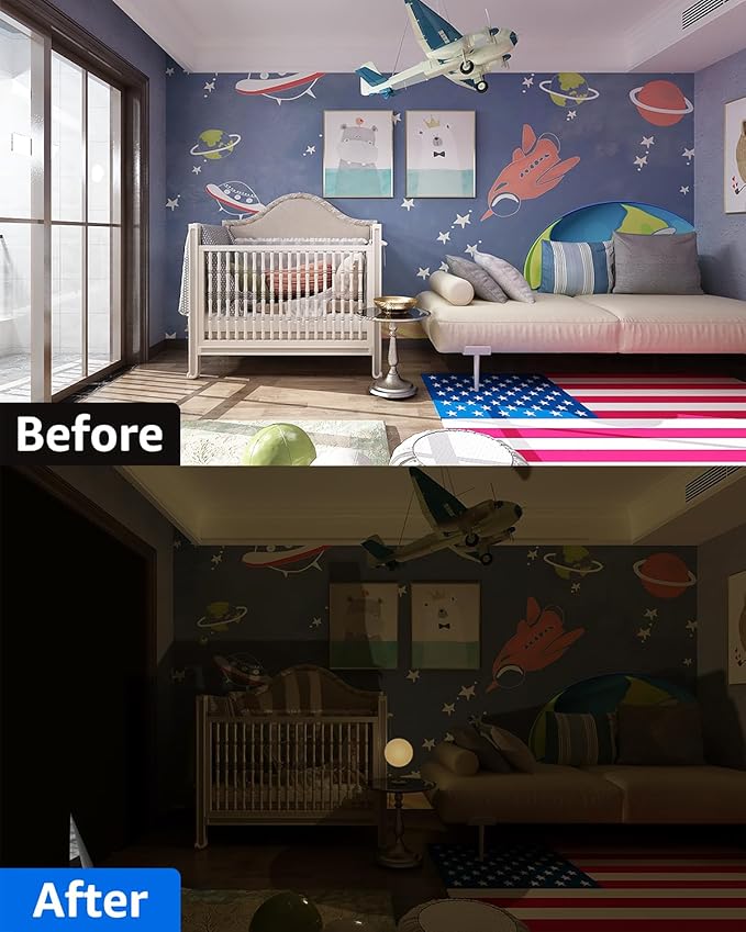 Sumobaby Blackout Curtains for Bedroom Portable 75"x60" Blackout Shades | No Drill with Upgraded Hook&Loop Tapes,100% Black Out Window Cover,Easy to Cut Fit Blinds for Bedroom,Nursery(2 Panel,Black)