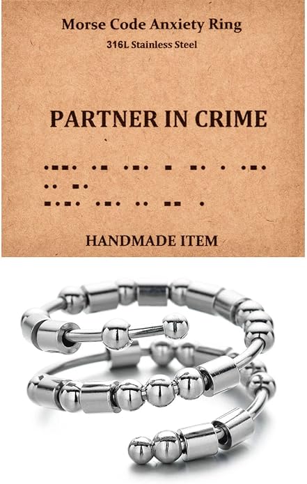 Morse Code Rings for Women, Stainless Steel Spinner Ring Fidget Rings for Anxiety Ring Morse Code Rings Inspirational Gifts Jewelry Women Birthday Graduation Gifts for Best Friends