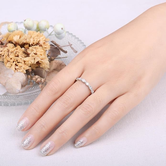 JewelryPalace 14K Gold Plated 925 Sterling Silver Rings for Women, Cubic Zirconia Promise Rings for Her, Stackable Wedding Bands Rings for Women Set Size 4-12