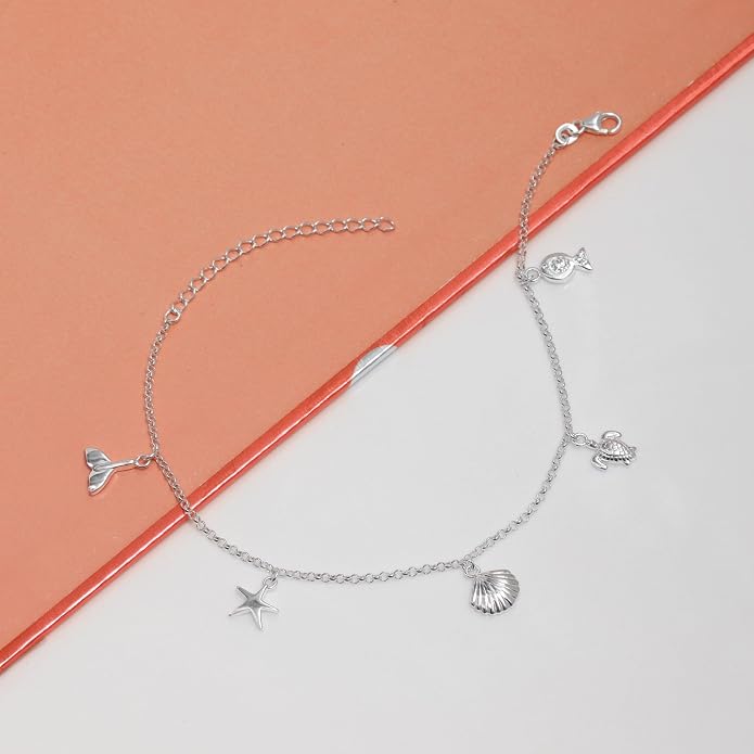 LeCalla 925 Sterling Silver Anklets for Women | Women's Anklet Bracelets Foot Jewelry Gifts for Women | Chain Link Anklets Summer Beach Silver Jewelry Gift