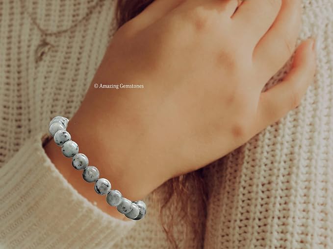Amazing Gemstone Kiwi Jasper Bracelet, Gifts for Men & Women - Protection Healing Crystal Bracelet - 8mm Gemstone Beaded Adjustable Bracelet, Pulseras para Hombres Mujer Stocking Stuffers