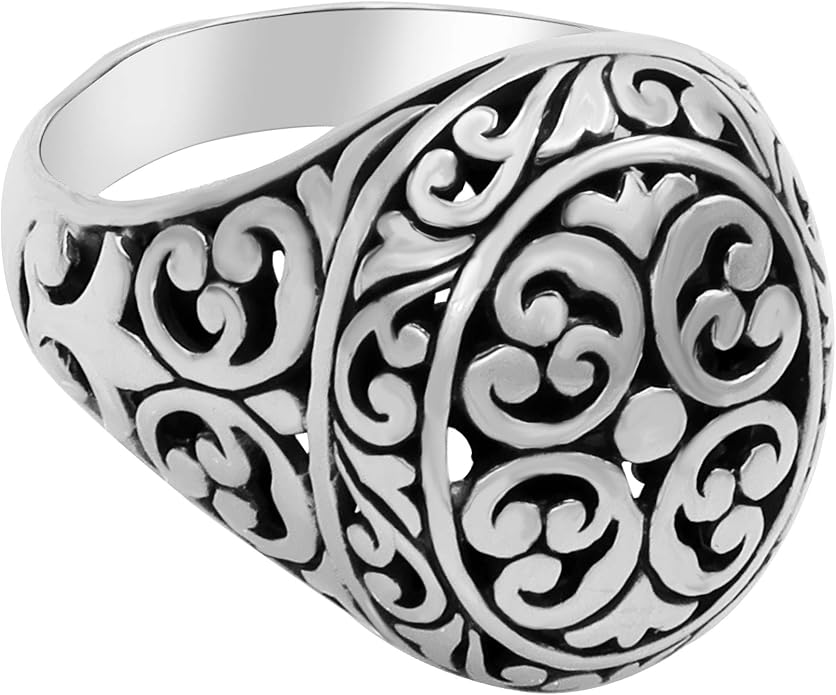 DEVATA Gold or Rhodium Plated Sterling Silver 925 – Eternity, Band Ring for Women – Heart, Knot, Clover, Infinity, Mariner, Cable, Curb, Cuban, Figaro, Daisy, Rope, Ribbed, Dome