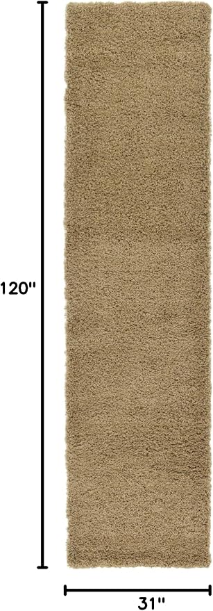 Unique Loom Solid Shag Collection Area Rug (2' 7" x 10' Runner, Sandy Brown)