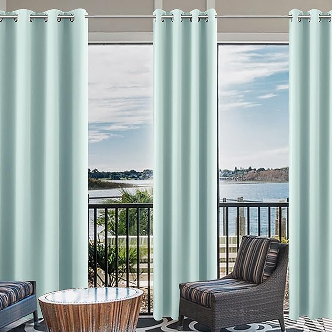 Aqua Curtains 96 Inches Long for Bedroom Beach Room Decor 2 Panel Set Cooling Summer Window Treatments Nursery Match Light Blue Green Wall Blackout Drapes Coasal Curtains for Living Room 52x96 Length