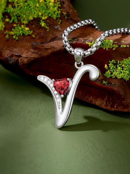 Birthday Gifts for Women Alphabet A to Z Initial Birthstone Pendant Necklaces for Women - 18k White Gold Plated Personalized Name Jewelry Anniversary Graduation Gifts for Wife Her Daughter Girlfriend(with Gift Box)