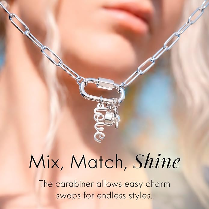 Destin Jewelry 18K Gold PVD Faith Charm Necklace for Women, Chunky Paperclip Chain with Carabiner Charm Keeper and Message, Stainless Steel Necklace 18"+2"