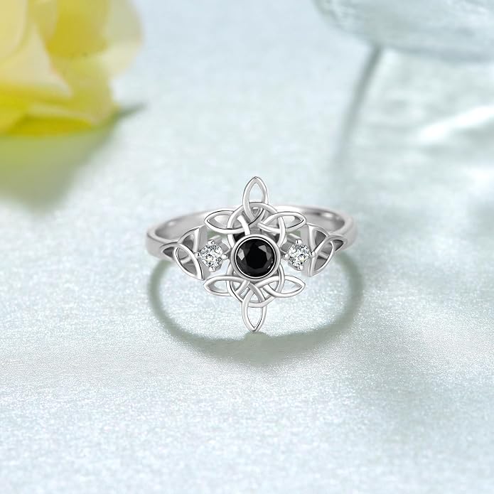 Witches Knot Ring for Women 925 Sterling Silver Celtic Knot Witches Knot Ring Irish Pagan Wiccan Jewelry for Women Mom