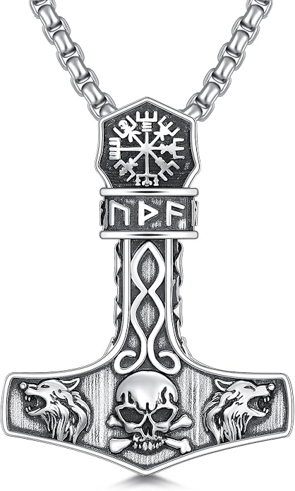 Thors Hammer Necklace 925 Sterling Silver Viking Mjolnir Pendant Mjolnir Jewelry for Men Women