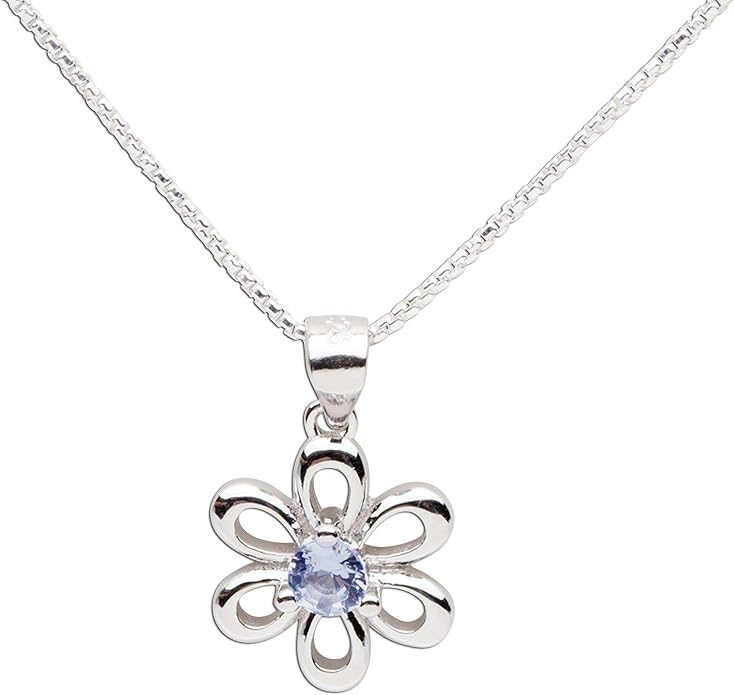 Cherished Moments .925 Sterling Silver Daisy Simulated Birthstone Necklace