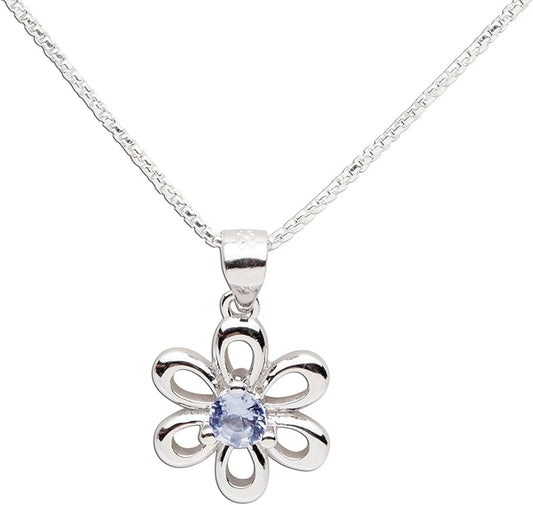 Cherished Moments .925 Sterling Silver Daisy Simulated Birthstone Necklace