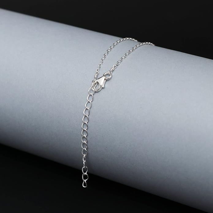 Raw Birthstone Crystal Necklace for Women, Hypoallergenic 925 Sterling Silver Pendant, Adjustable 16+2" Silver Chain, Light Natural Gemstone Jewelry for Everyday Wear & Gift for her & him