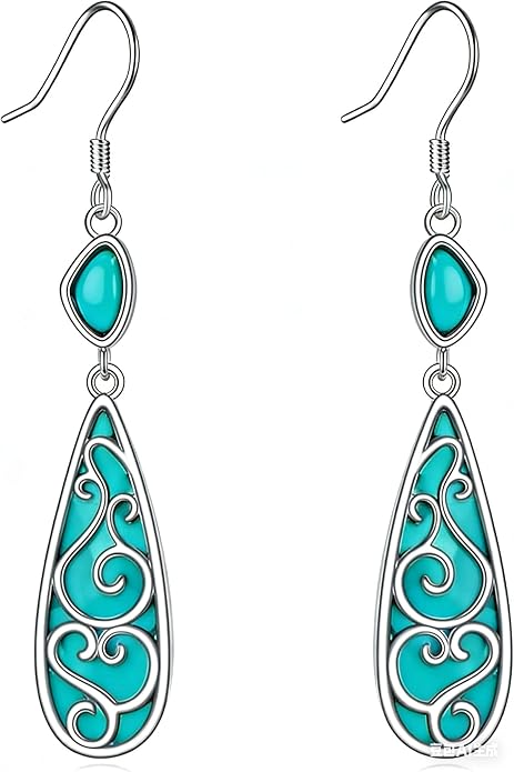 TIGER RIDER Abalone Shell 925 Sterling Silver Dangle Earrings Lightweight Filigree Dangle Drop Earrings for Women