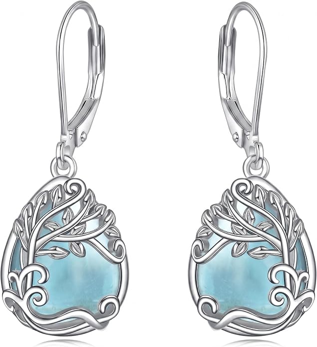 Teardrop Tree of Life/Filigree Earrings for Women Dangle Leverback Earrings Jewelry Gift Anniversary For Her