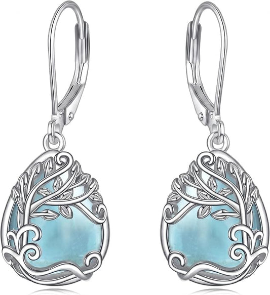 Teardrop Tree of Life/Filigree Earrings for Women Dangle Leverback Earrings Jewelry Gift Anniversary For Her