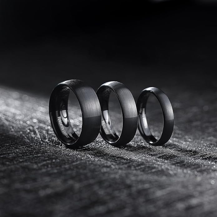 King Will Wedding Band for Men Women, 2/4/6/7/8mm Domed Matte Brushed Tungsten Carbide Rings, Solid/Dual Color Engagement Rings, Comfort Fit