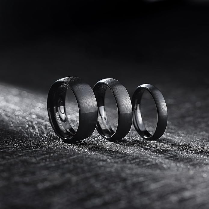 King Will Wedding Band for Men Women, 2/4/6/7/8mm Domed Matte Brushed Tungsten Carbide Rings, Solid/Dual Color Engagement Rings, Comfort Fit