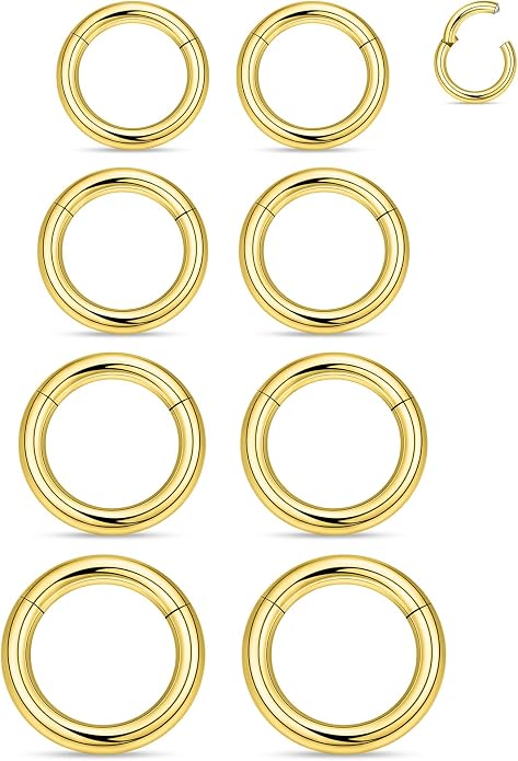 20G 18G 16G 14G 12G 10G 8G 6G Nose Rings Hoops 316l Surgical Steel Clicker Septum Lip Ring Tragus Helix Daith Rook Conch Snug Cartilage Lobe Earrings Hoop Piercing Jewelry For Women Men
