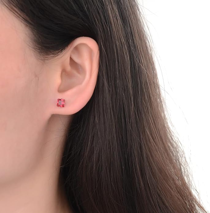 12 Pairs Surgical Stainless Steel Stud Earring Round Heart Star Square Cubic Zirconia Birthstone Stud Earrings Set for Women