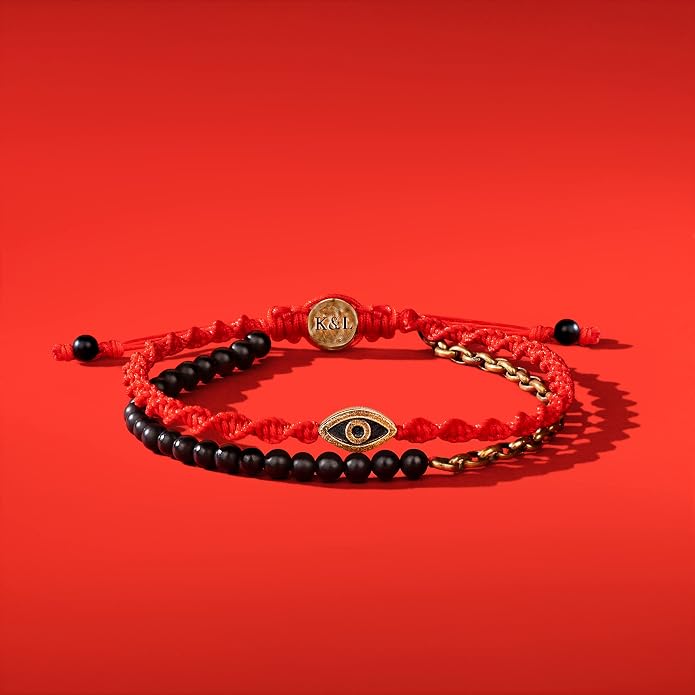 KARMA AND LUCK - Spiritual Strength - Men's Red String Adjustable Bracelet Handmade in Bali