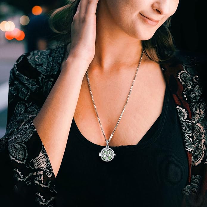 INFUSEU Aromatherapy Necklaces for Women Essential Oil Diffuser Jewelry with 7 Lava Stones, Fun Gifts for Relaxation and Stress Relief