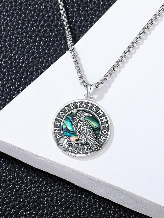 Viking Necklace for Men Women 925 Sterling Silver Norse Jewelry Fathers Mothers Day Anniversary Birthday Gifts for Mom Dad Husband Brother (with Gift Box)