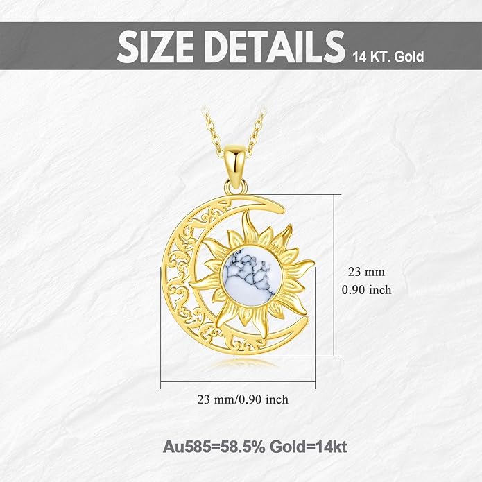 Crescent Moon Necklace for Women 18K Gold Plated Silver Moon and Sun Pendant with Gemstone Dainty Birthstone Jewelry Pendant Necklace for her