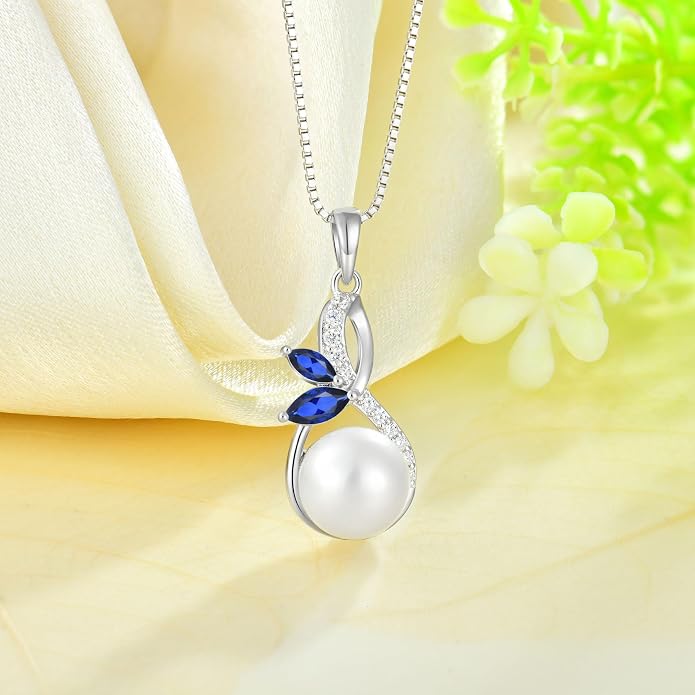 Pearl Necklace 925 Sterling Silver Infinity Butterfly Necklaces with 10mm Freshwater Cultured Pearls Jewelry Christmas Birthsday