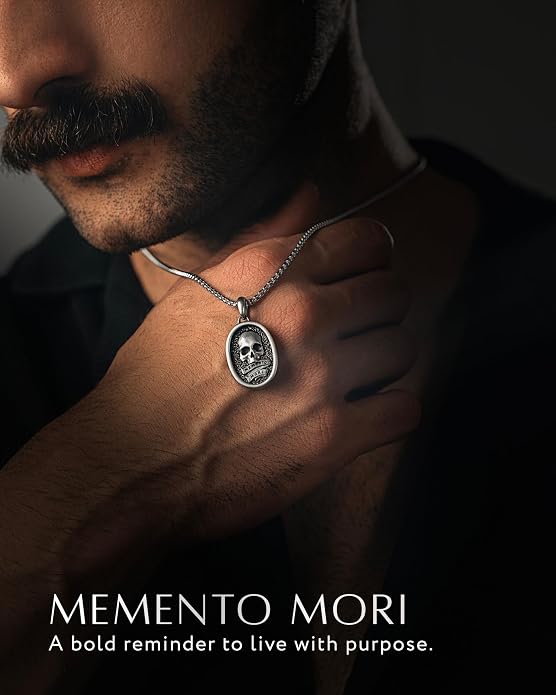 RTZN® Pendant Necklace for Men – Premium Stainless Steel Silver Pendant Necklace with 22" Chain – Waterproof & Non-Tarnish Small Pendants for Men – Bold Symbols of Strength & Legacy