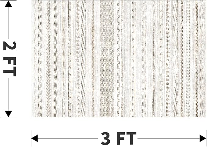 Small Area Rug-2x3 Entryway Rug Non Slip Washable Low Pile Indoor Door Mat Neutral Distressed Boho Moroccan Entrance Rugs Carpet for Bedroom Kitchen Powder Room Front Porch Bathroom, Brown