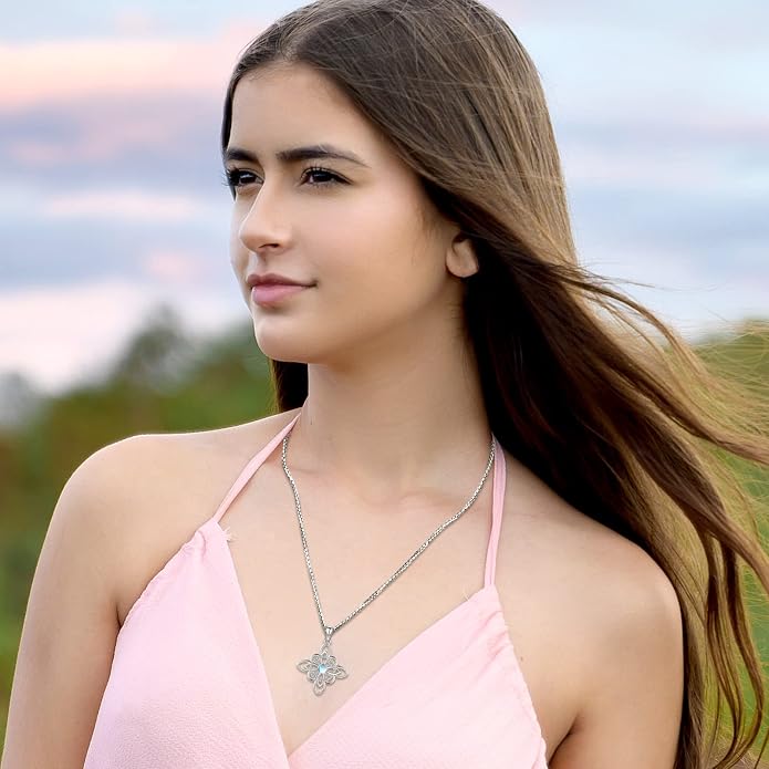 Pentagram Necklace Sterling Silver Triple Moon Goddess/Celtic Knot Witches Knot/Ankh/Sun and Moon/Hecate/Lilith/Santa Muerte/Tetragrammaton Pendant Necklace Pagan Wiccan Magic Egyptian Amulet Jewelry for Women Men