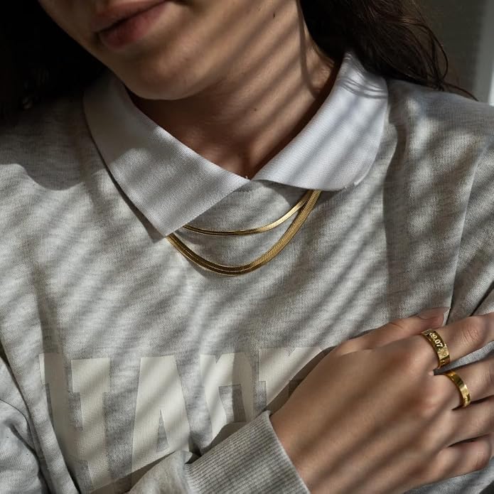 Natural Freshwater Baroque Pearl Necklace 14K Gold Plated Dainty Choker Necklace for Women Girls Snake Chain/Cuban Link/Paperclip/Ball Beaded Chain/Tennis Chain Fashion Jewelry for Gift