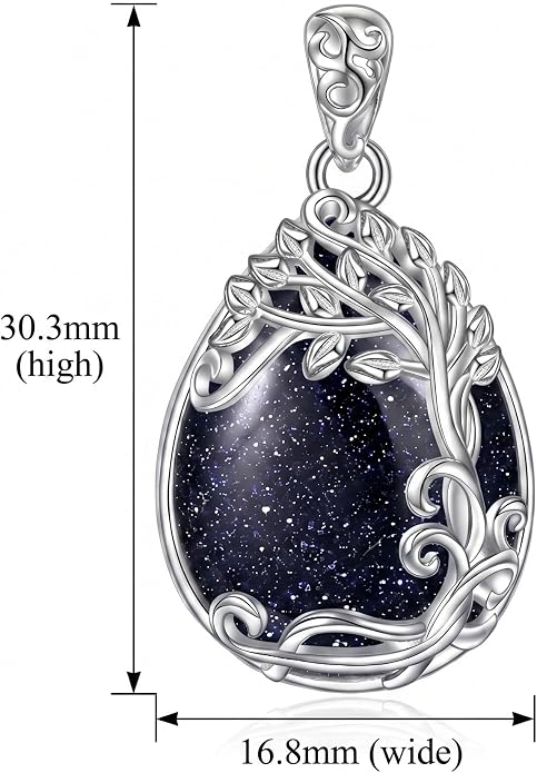Teardrop Moonstone Necklace for Women Tree of Life/Filigree Birthstone Pendant Necklace Jewelry