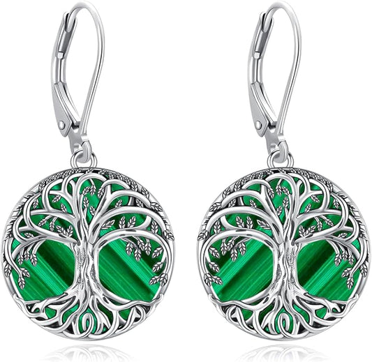 Tree of Life/Cat/Turtle/Butterfly/Flower/Celtic/Turquoise/Moonstone Dangle Earrings for Women Sterling Silver Cute Animals Drop Earrings Jewelry Gifts