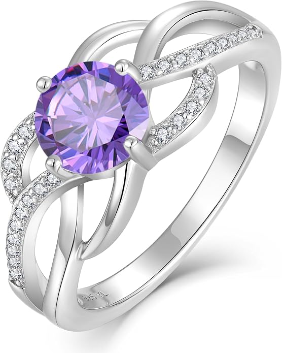 YL Celtic Knot Rings 925 Sterling Silver Twisted Ring Cubic Zirconia Infinity Statement Jewelry for Women