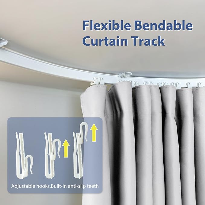 Room Divider Ceiling Mounted Curtains Track Sets Extra Wide Blackout Curtain Flexible Tracks for Bedroom Privacy Partition Separator, 1 Panel White Drape and White Rail, W12.5 x H8ft