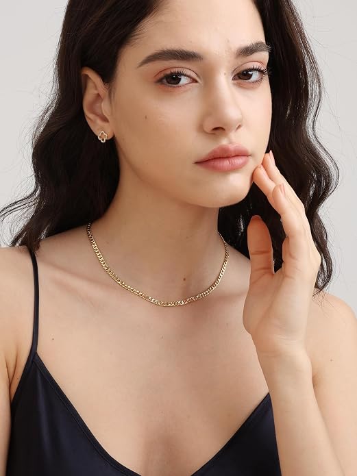 FRUMOS Gold Plated Necklace for Women, Dainty Layered Chain Necklace, Fashion Jewelry for Daily Wear