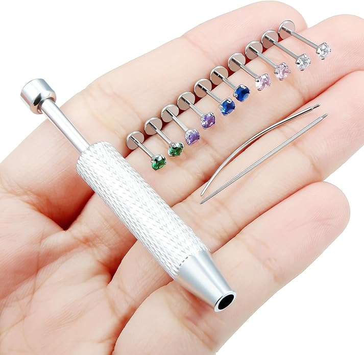 F136 Titanium 20/18/16g Internally Threaded Earrings Nose Rings Lip Medusa Studs 6/7/8/10mm Piercing Jewelry for Women Men
