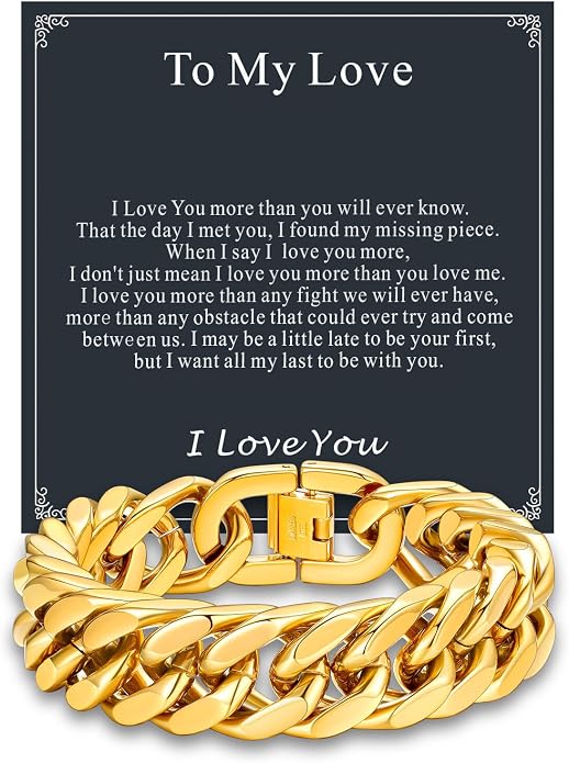 Supcare Unique Anniversary Birthday Valentines Fathers Day Stainless Steel Cuban Link Bracelets for Men Him, To My Man Dad Husband Love Always Remember Wrist Chain Bracelet Jewelry Gifts
