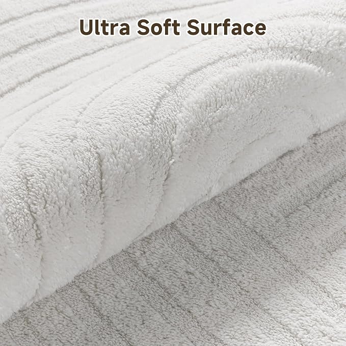 Pauwer 6x9 Washable Area Rugs for Living Room Modern White Solid Color Soft Fluffy Rugs for Bedroom Non Slip Boho Accent Indoor Mat Floor Carpet Cover for Kids Room Dining Room Kitchen Office