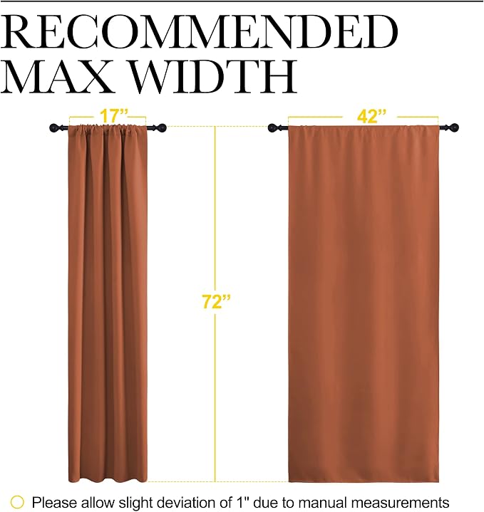NICETOWN Blackout Curtains and Drapes - Thermal Insulated Solid Rod Pocket Blackout Draperies/Panels (Burnt Orange, 1 Pair, 42 by 72 inches)