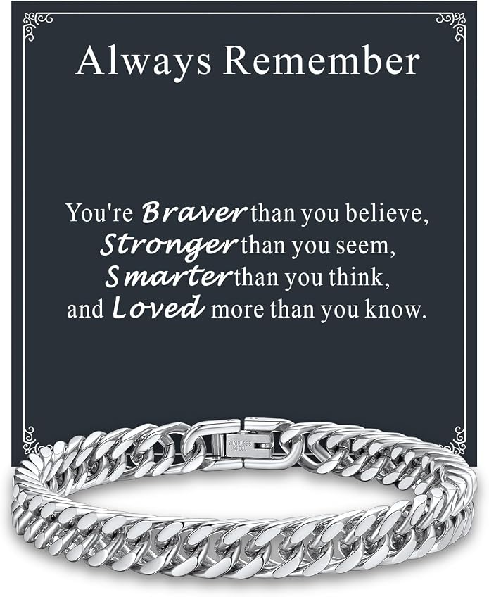 Supcare Unique Anniversary Birthday Valentines Fathers Day Stainless Steel Cuban Link Bracelets for Men Him, To My Man Dad Husband Love Always Remember Wrist Chain Bracelet Jewelry Gifts