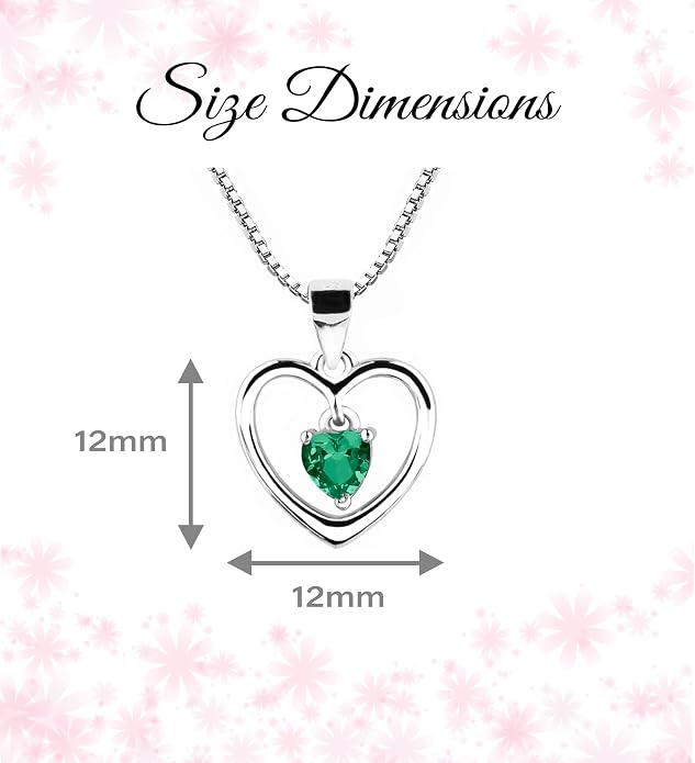 Cherished Moments Girl's .925 Sterling Silver "Dancing Heart" Simulated Birthstone Necklace
